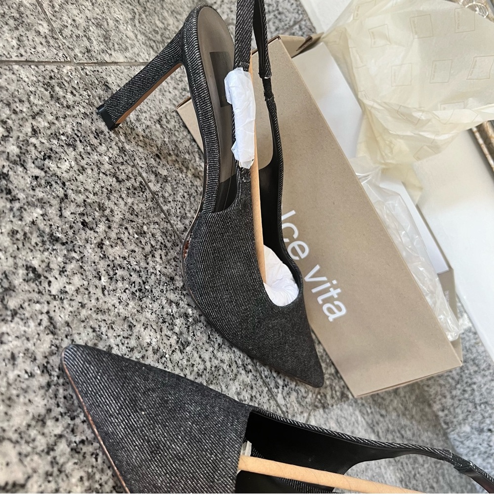 ❌SOLD❌ Dolce Vita Black Denim Heels - Picture 8 of 8